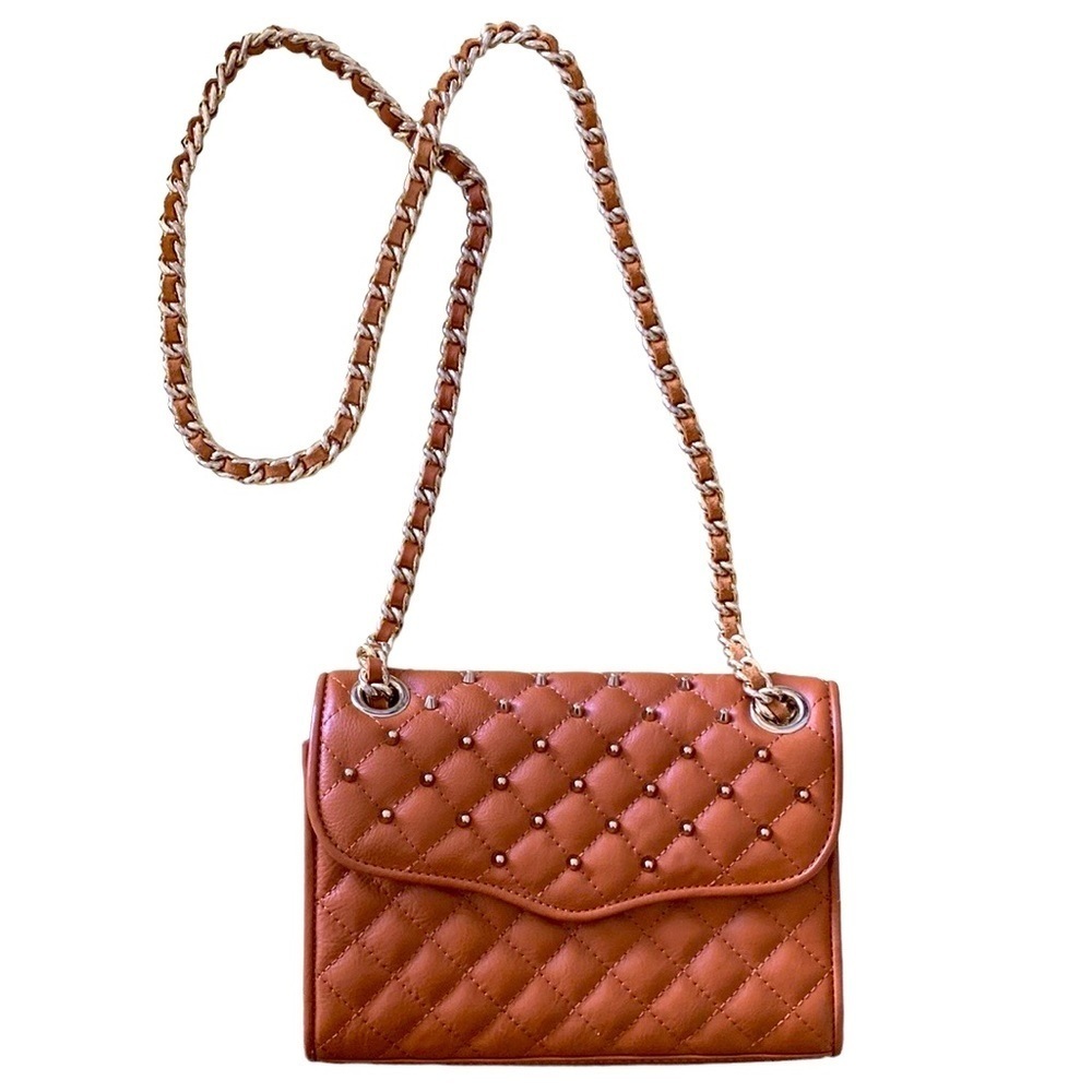 Rebecca Minkoff Brown Studded Shoulder Bag with Chain Strap